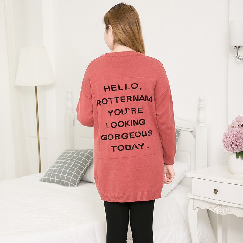 Grande taille robe de maternité plus gros automne et hiver vêtements veste pull femmes longue section chemise marée