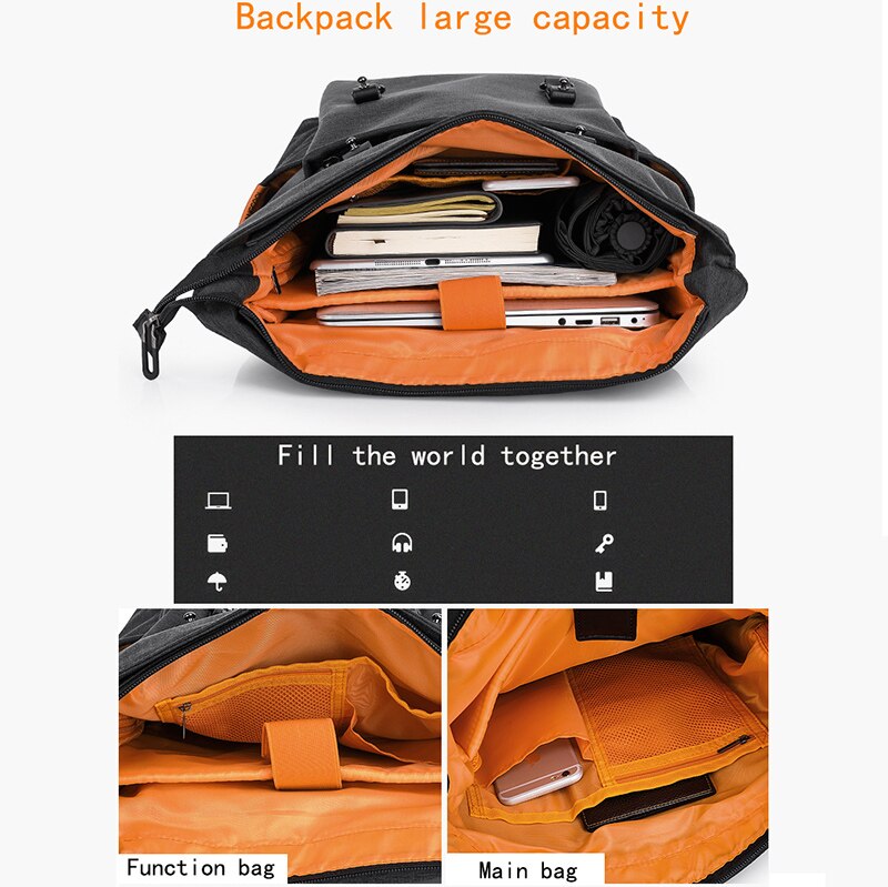 Men Backpack USB Charging Laptop Computer Backpack Travel School Bags Large Capacity Waterproof Air Cushion Strap Solid Big