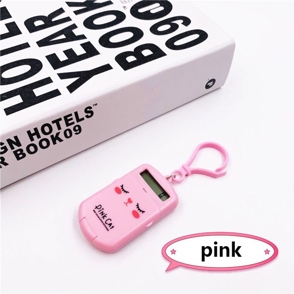 Kawaii Mini Calculator Pocket Size 8 Cijfers Display Cartoon Leuke Creatieve Sleutelhanger Rekenmachine Briefpapier Berekenen Tool: pink