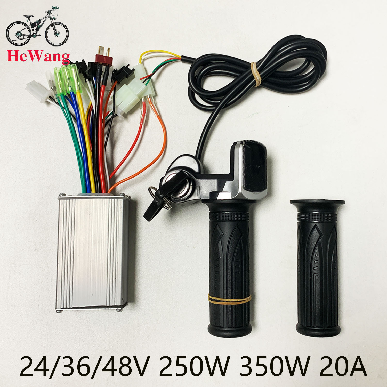 Controlador de motor sin escobillas de onda sinusoidal de 3 modos para patinete eléctrico, 24/36/48V, 350W, 18A + con bloqueo, manillar, pantalla LED, capacidad de batería: Default Title