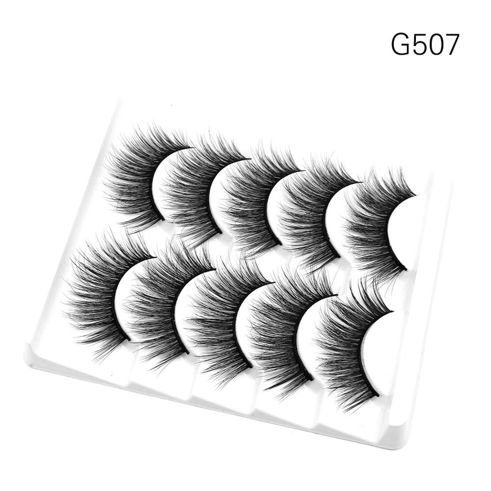 5 Pairs Dramatic Mink Lash Soft Light Weight Long Eyelashes Beauty Makeup Full Strip Lashes Crisscross Volume False Eyelash: SM-G507