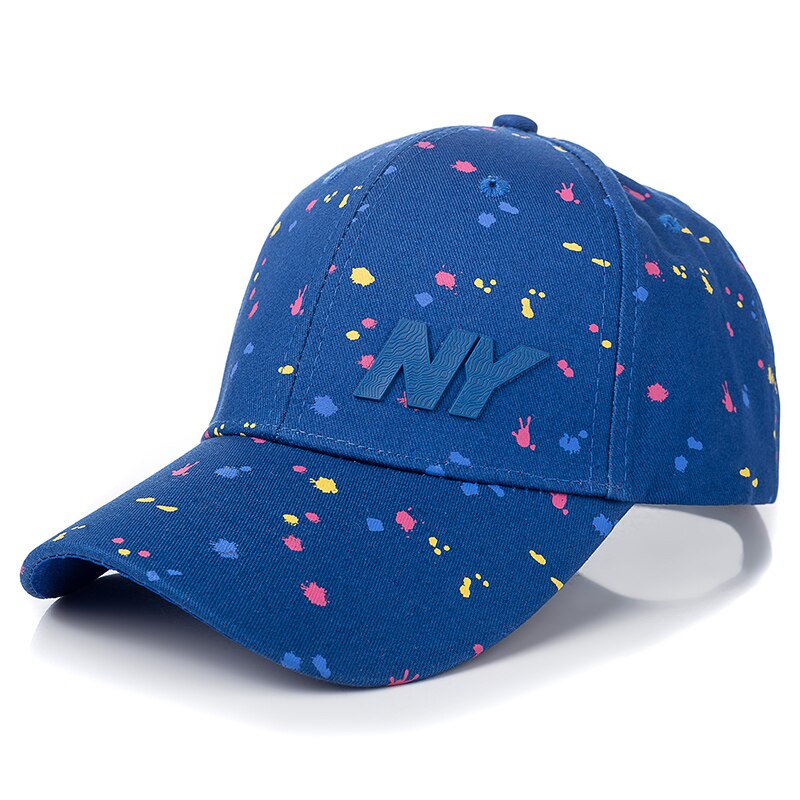 Kvinder kasket ny bogstav patch baseball kasket kvindelig polka dot print casual justerbar udendørs hat kasket: Blå