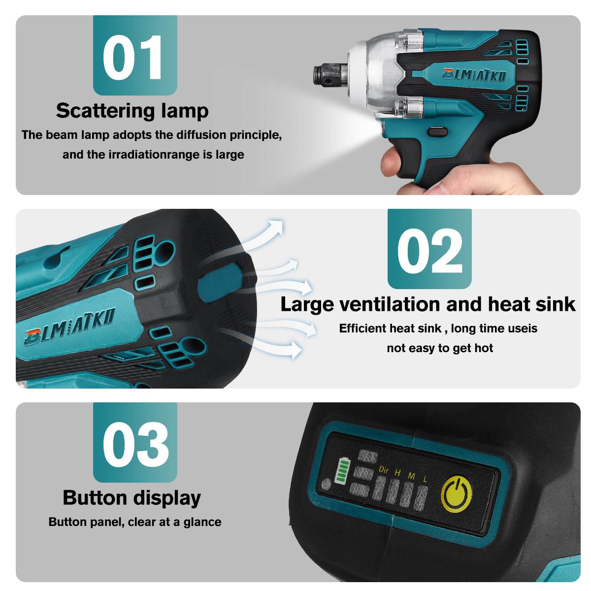 2 In 1 18V Brushless Wrench Cordless Electric Screwdriver Electric Impact Wrench Torque 1/2inch for Makita 18V Battery