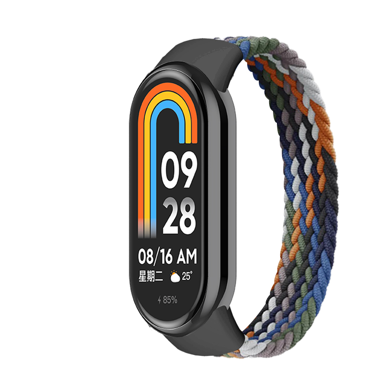 Braided Solo Loop for Xiaomi Mi Band 9 Strap Replacement accessories Elastic Nylon Watchbands correa bracelet for Miband9 8 NFC: Rose Gold / 2 - 3.9 Inches