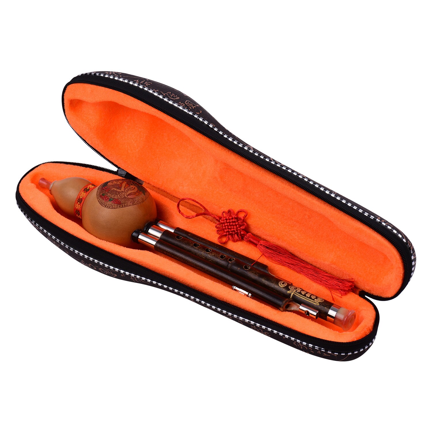3- tonige c-toets hulusi kalebas cucurbit fluit zwarte bamboe pijpen chinees traditioneel instrument met chinese knoopkoffer voor beginners