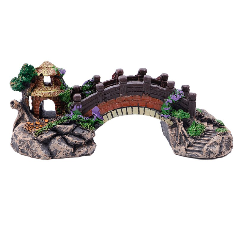 Akvarium harpiks bro landskap akvarium ornamenter paviljong tre dekorasjon tre farge akvarium tilbehør