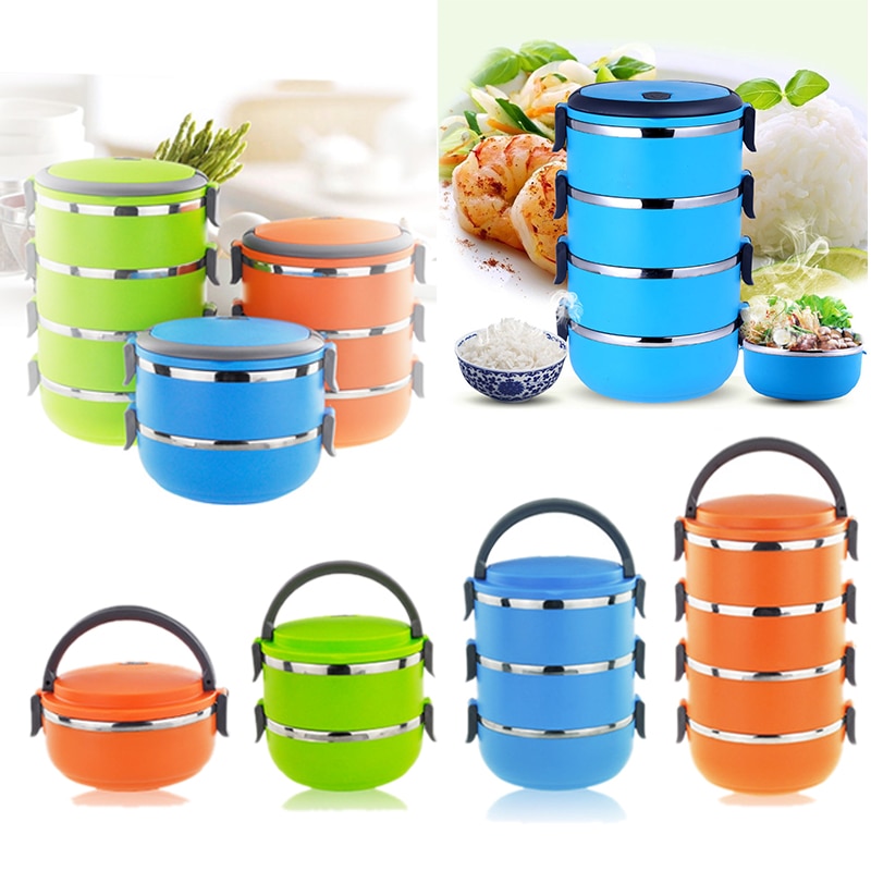 Thermal Insulated Lunch Box Bento Picnic Storage Mess Tin Food Jar Multilayer Stainless Steel For Outdoor Camping NE