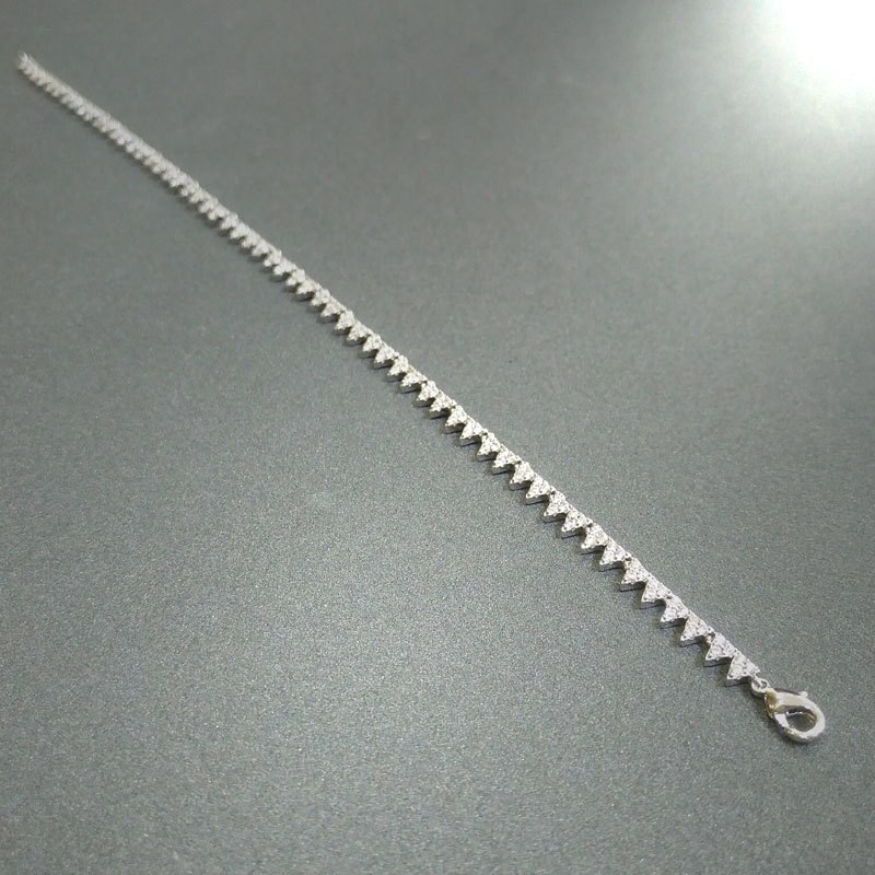 Silberweißes dreieck-luxus-fußkettchen aus sterlingsilber ,  s925 stück , festlicher stil, punk-stil, origineller markenschmuck