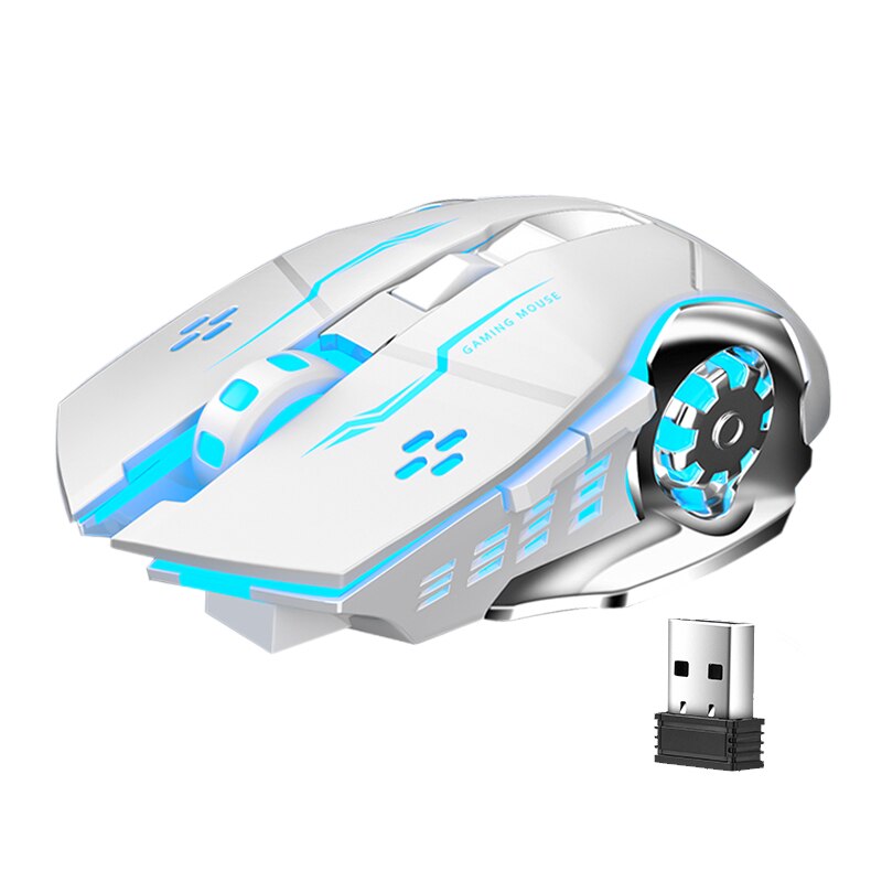 Aula Sc100 Wireless Silent Gaming Maus wiederauf ladbar 1600 dpi 7 Tasten ergonomische optische USB Mute Maus für PC Laptop Desktop: Black