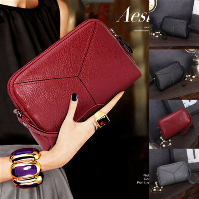 Dames lange portemonnee leren portemonnee telefoon tas rits kaarthouder handtas clutch