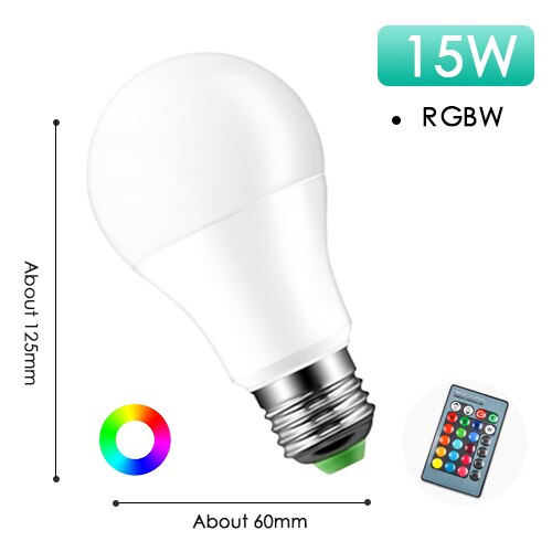 LED RGB Bulb E27 Light RGB RGBW RGBWW Dimmable IR Remote 5W 10W 15W AC 220V Colorful Magic Bar Club Night Smart Lamp: RGBW 15W-remote