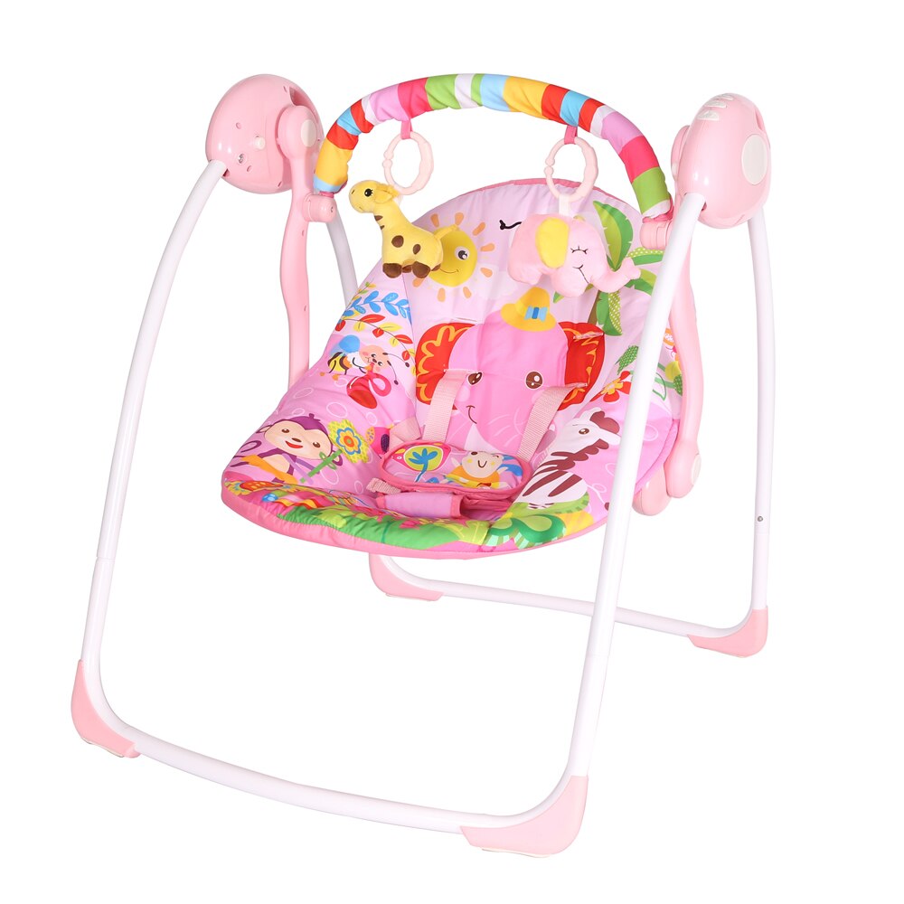 Multi-Functional Baby Electric Shake Chair Newborn Cradle Foldable Comfort Chair Lounger Music Soft Rocking Chair Baby Swing: Watermelon red
