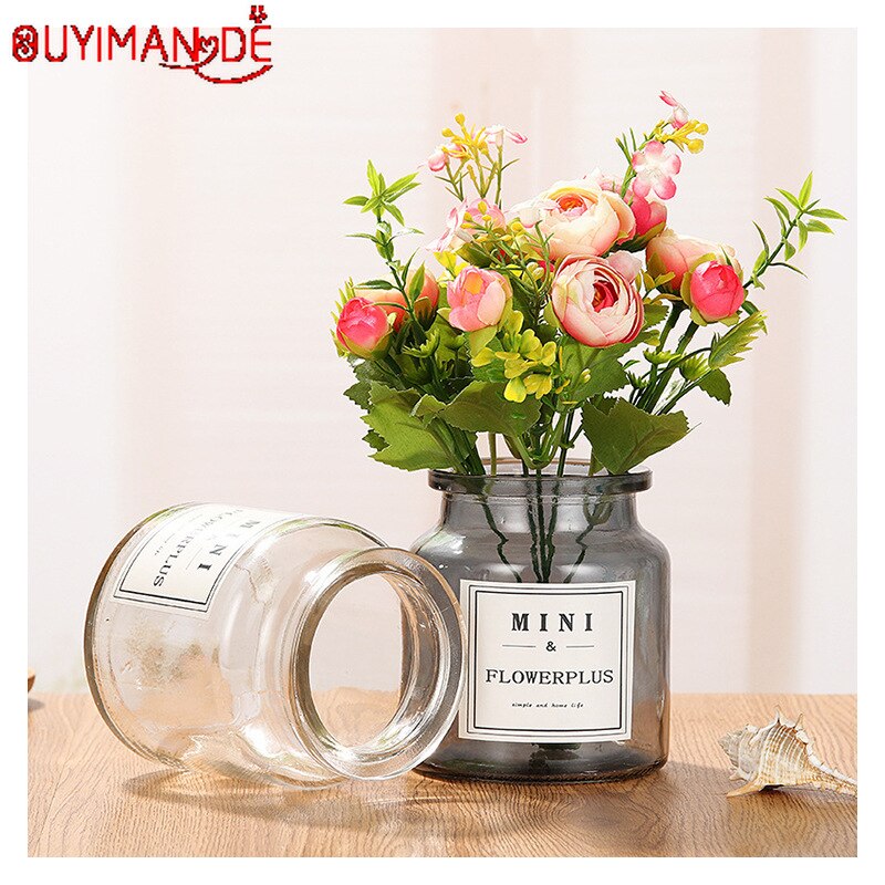 Nordisk vas mini hydroponic blommor grön dill blomma transparent glas torr vas delikat transparent vas