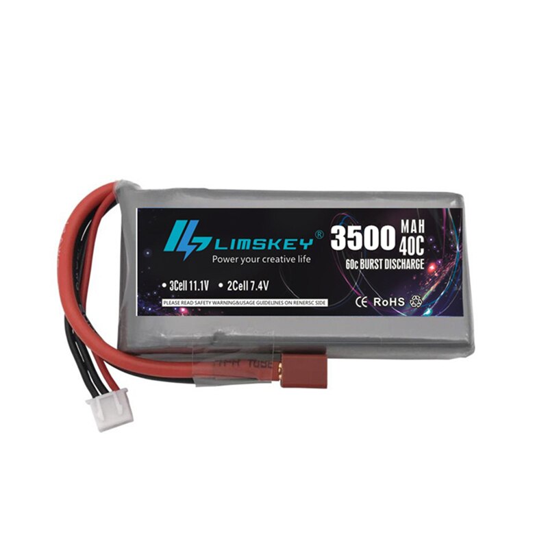 Limskey 2 stk rc lipo batteri 2s 7.4v 3500 mah 40c til feiyue 03 q39 wltoys 12428 12423 1:12 rc bilbatteri reservedeler rc båt