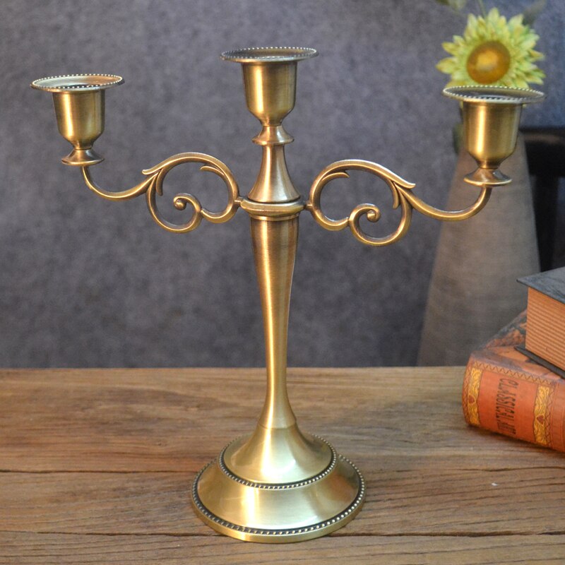 Portavelas nórdico de cobre dorado, moderno, para comedor de noche, mesa de mesa, boda, tres cabezas, Porta Velas, decoración del hogar, BE50CD