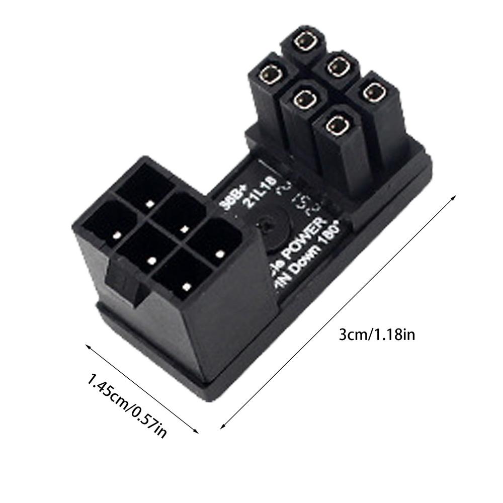 Graphics Card Adapter For PC 6/8 Pin Connector Power Adapter 180 Degree Angled Adapter Steering Connector Board GPU Adapter For: WHITE