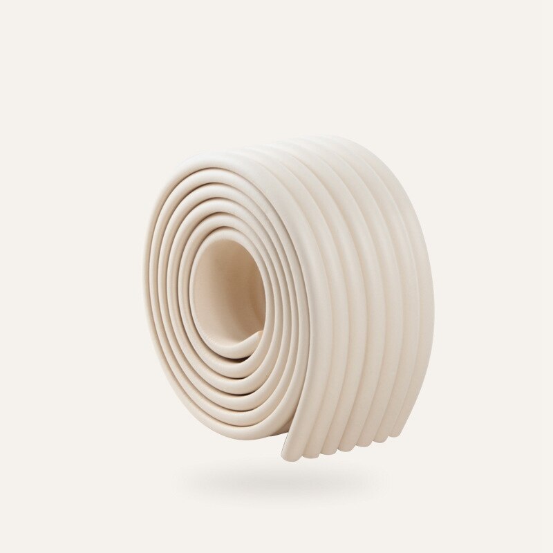 2M Desk Edge Guard Strip Self-Adhesive Door and Window Sealing Strip Baby Safety Table Corner Protection Anti-collision Strip: Rice white