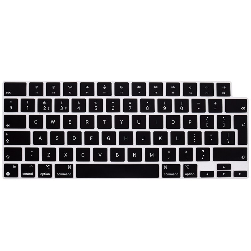 English Language EU Layout Keyboard Protector For Macbook Pro 14 A2442 16 A2485 Silicone Cover: black