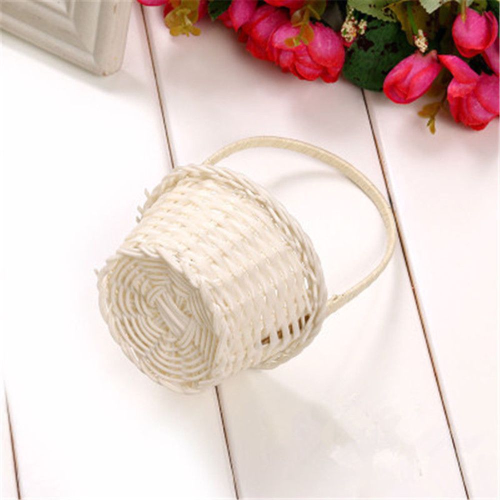 Hand-woven Storage Baskets Mini Plastic Weaving Storage Baskets Fabric Flower Basket Fruit Rattan Cosmetics Tea Picnic Bags