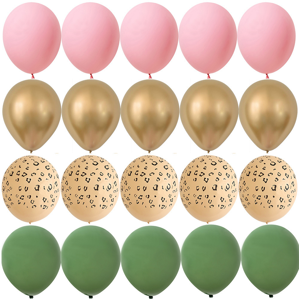 20 stks 12 inch Tijger/Luipaard/Giraffe Patroon Ballon Set voor Kinderen Wild Dier Jungle Safari Verjaardagsfeestje decoratie Benodigdheden: Army Green