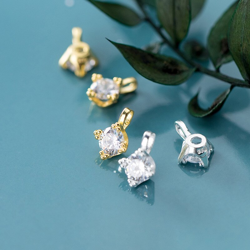 Amuletos de zirconio AAA únicos pavimentados de Plata de Ley 925 de , Color oro/plata 12,5mm, colgantes para brazalete S925, DIY, fabricación de joyería fina