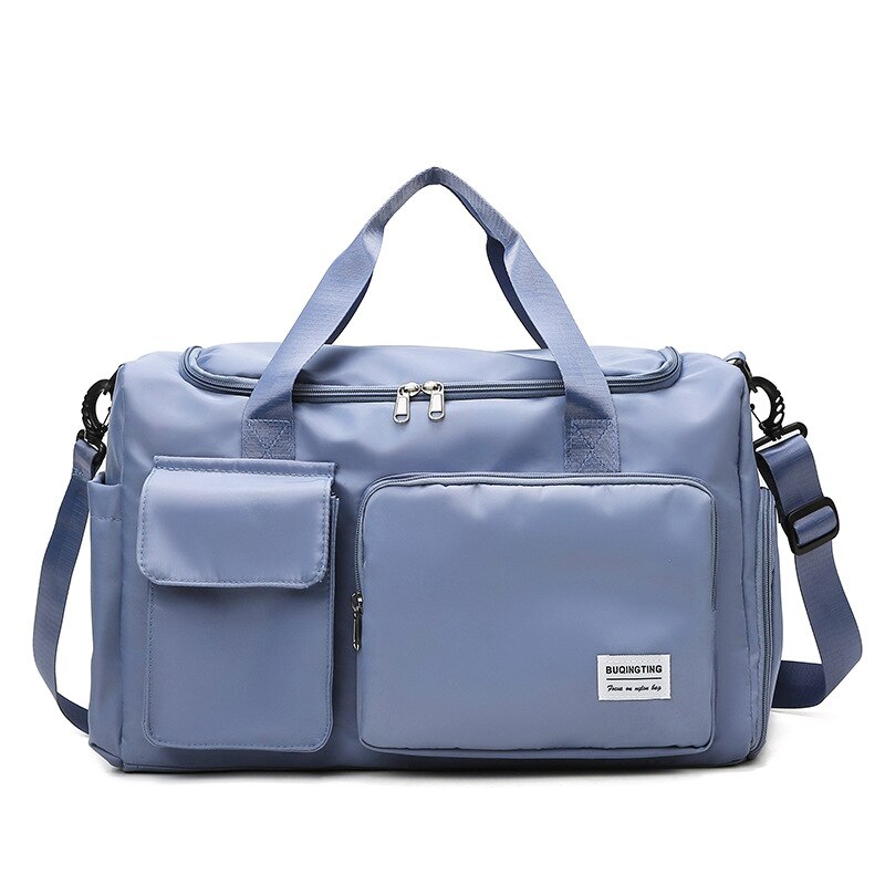Casual Summer Nylon Travel Bag Woman Handbags Multifunction Wet Dry Separation With Shoe Position Sports Bag Large Travel Bags: blue