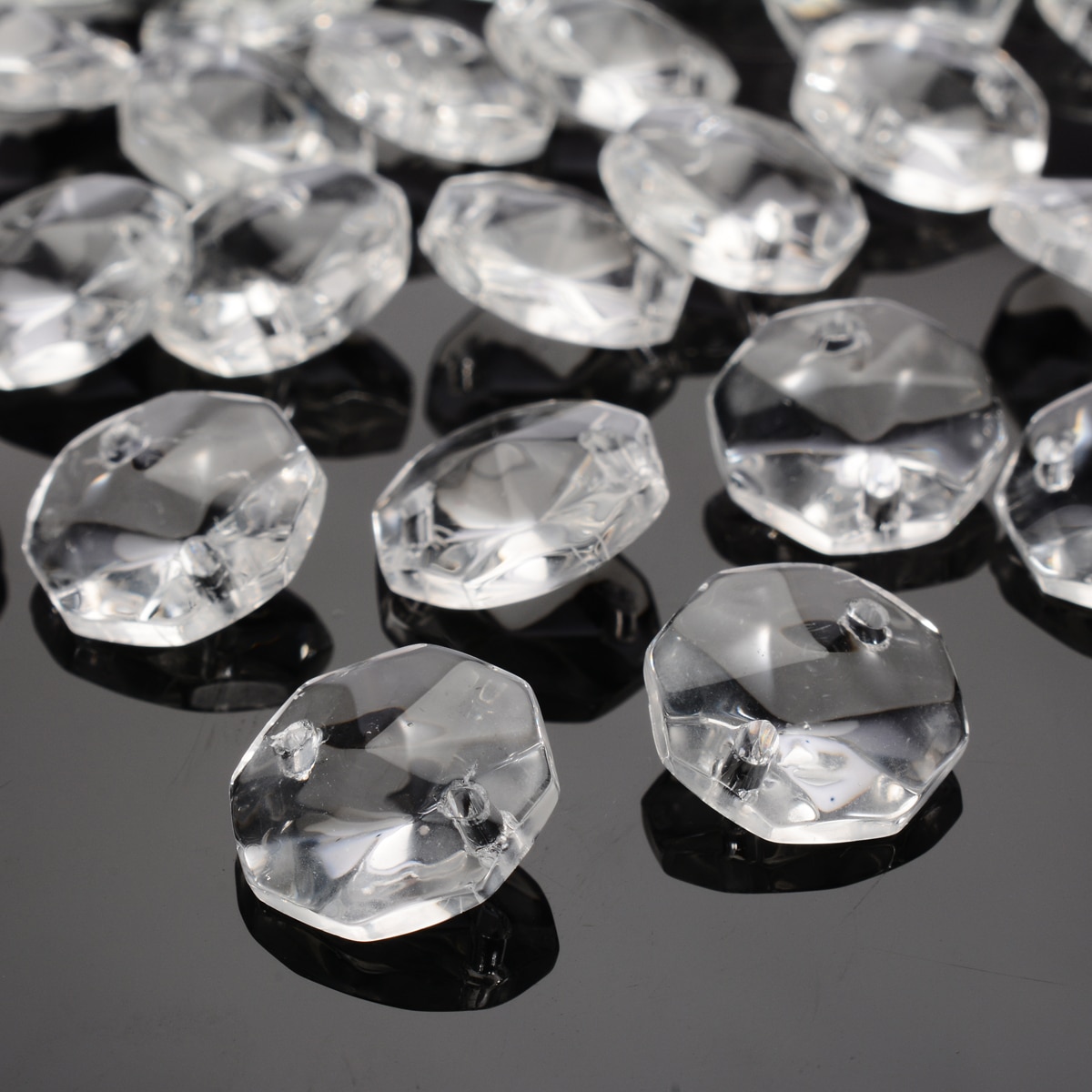 50 stk/parti klare ottekantede perler 14mm lustre krystalprismer vedhæng dekoration til gør-det-selv perler gardinbelysning pendelværktøj