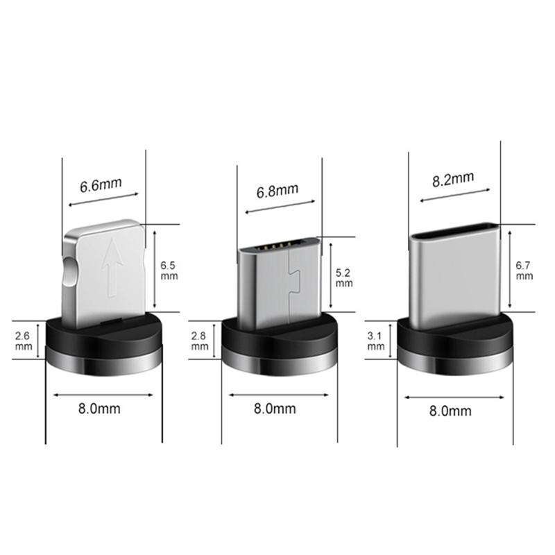 Cargador magnético de Cable Micro USB, conector redondo de Cable magnético, Cable de carga rápida, imán, Cable USB tipo C, cargador de enchufe