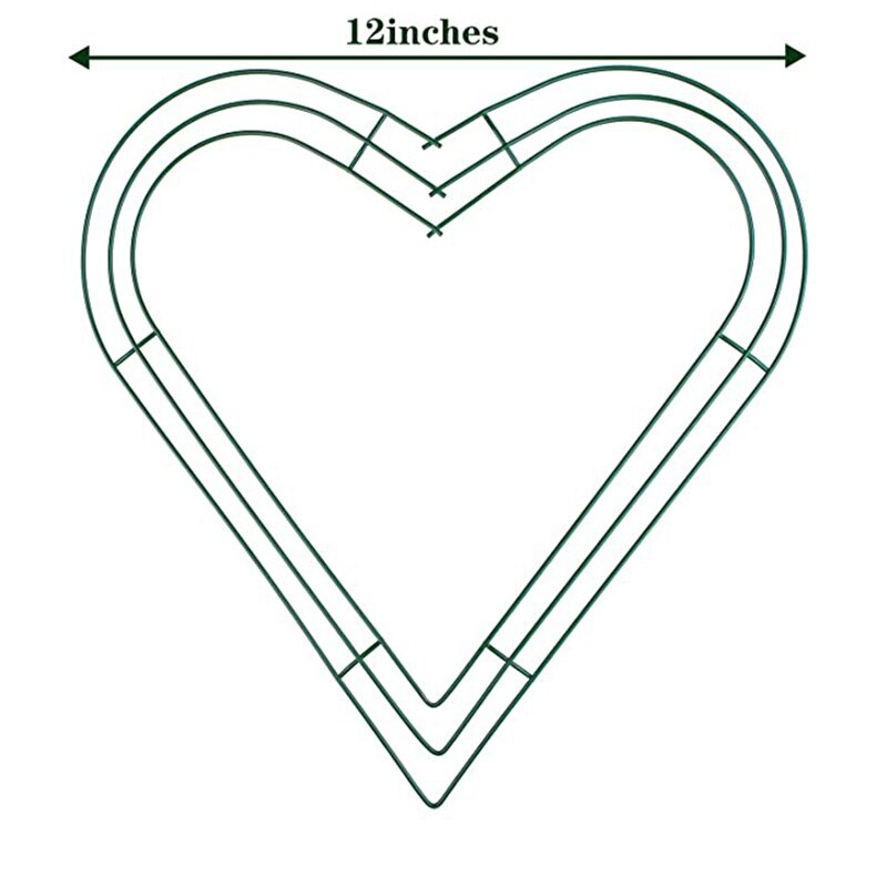 3 Pack Heart Metal Wreath 12 Inch Heart-Shaped Wire Wreath Frame for Home Wedding Valentine's Day DIY Crafts