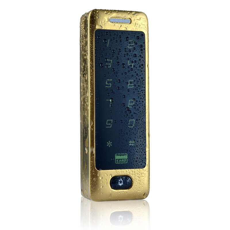 5YOA RFID Toegangscontrole Waterdicht 125 khz Touch Toetsenbord Deur Access Control System met KDL Metal Case Shell Backlight Toetsenbord: flat Golden