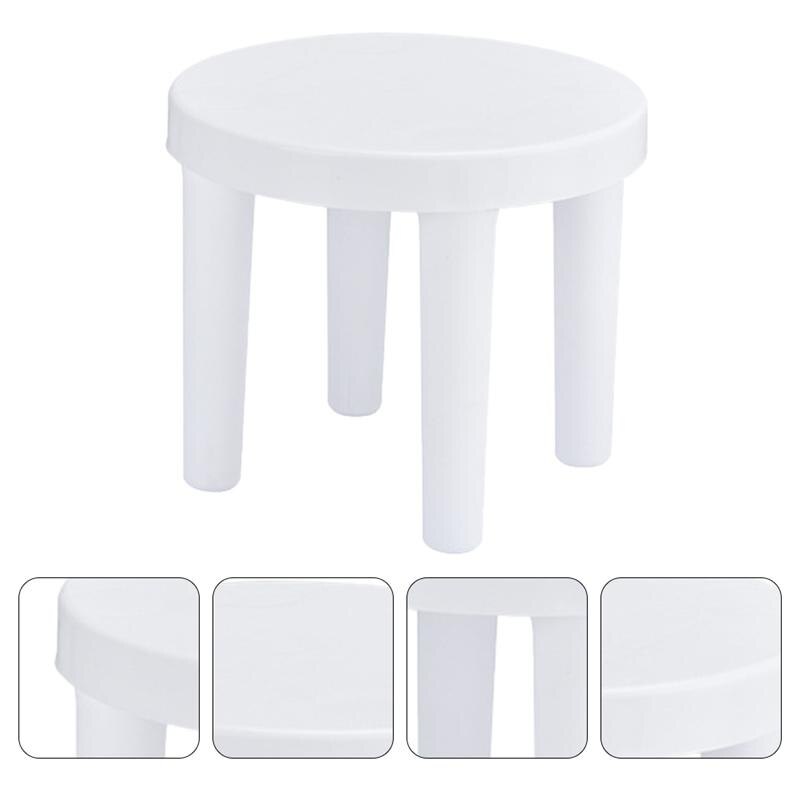 1PC Plastic Small Low Stool Bathroom Anti-slip Round Stool (White)