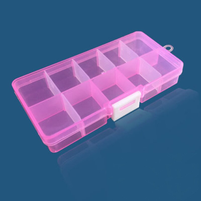 10 Slots Cells Colorful Portable Jewelry Tool Storage Box Container Ring Electronic Parts Screw Beads Organizer Plastic Case: Red