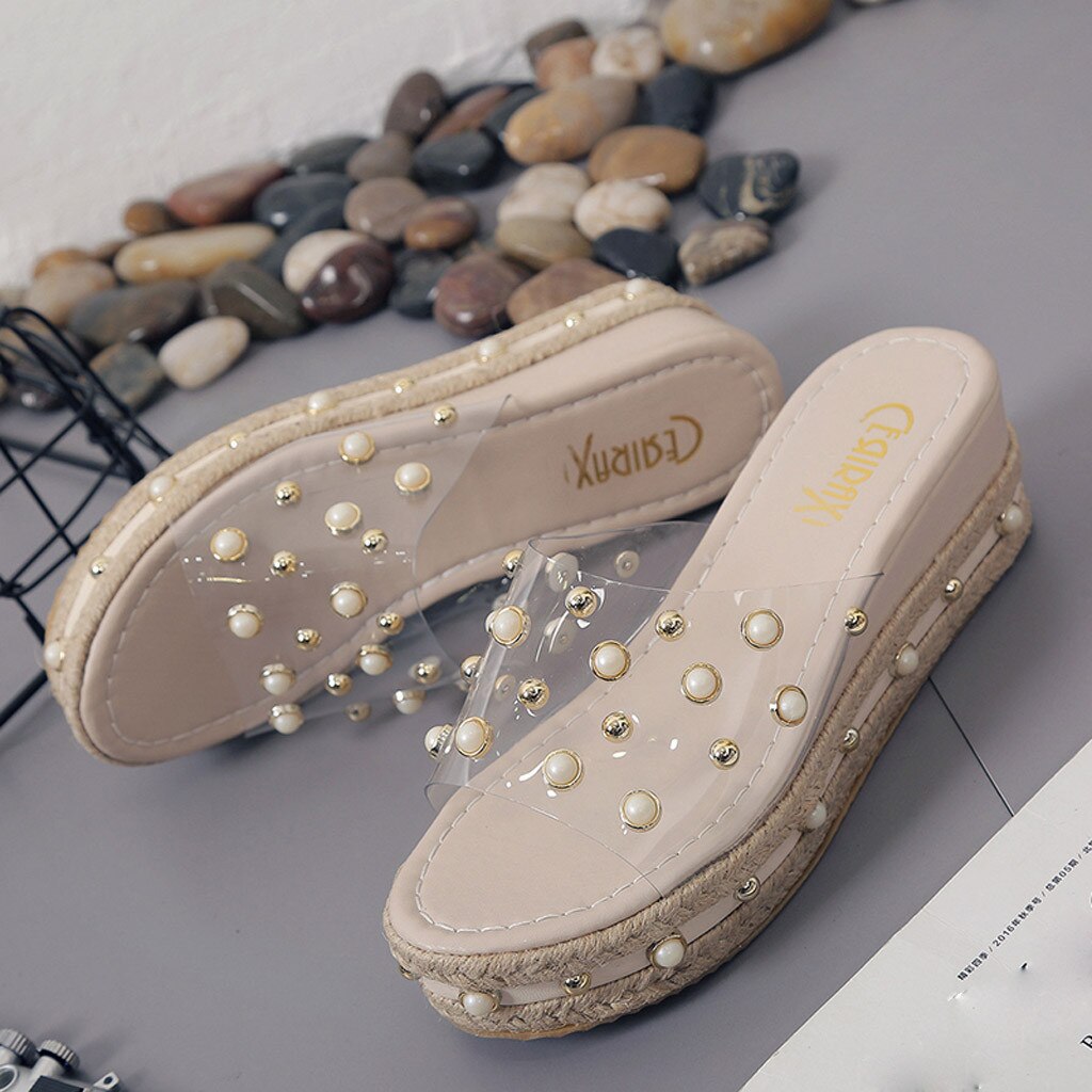 Mode Jelly Sandalen Zomer Candy Slippers Vrouw Schoenen Flats Dames Womens Zapatos Mujer Slip Op Parel Strand Wiggen Gelei Schoen