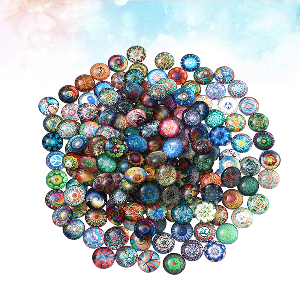 100pcs 12mm Mixed Round Mosaic Tiles for Crafts Glass Mosaic Supplies for Jewelry Making: Size 1