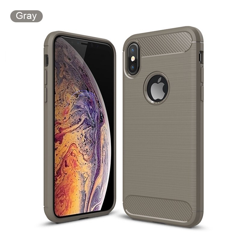Suitable for iphoneSE protective cover mobile phone shell apple xs max carbon fiber 11pro mobile phone anti-fall cover: gray