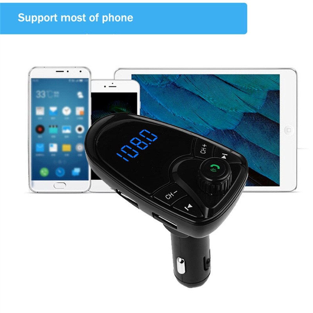 Bluetooth-fm-transmitter, fm-modulator für  mp3 spieler, freisprechfunktion, dual-usb-unterstützung, tf-karten-/usb-stick-unterstützung, autoradio für  mp3 spieler