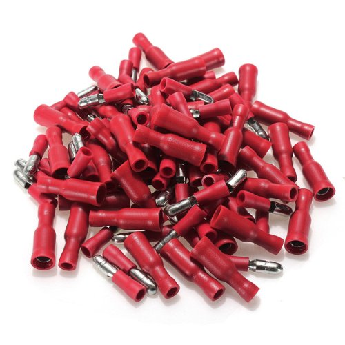 CNIM 100x Cable lugs Round sockets + Round connector crimp Set Red