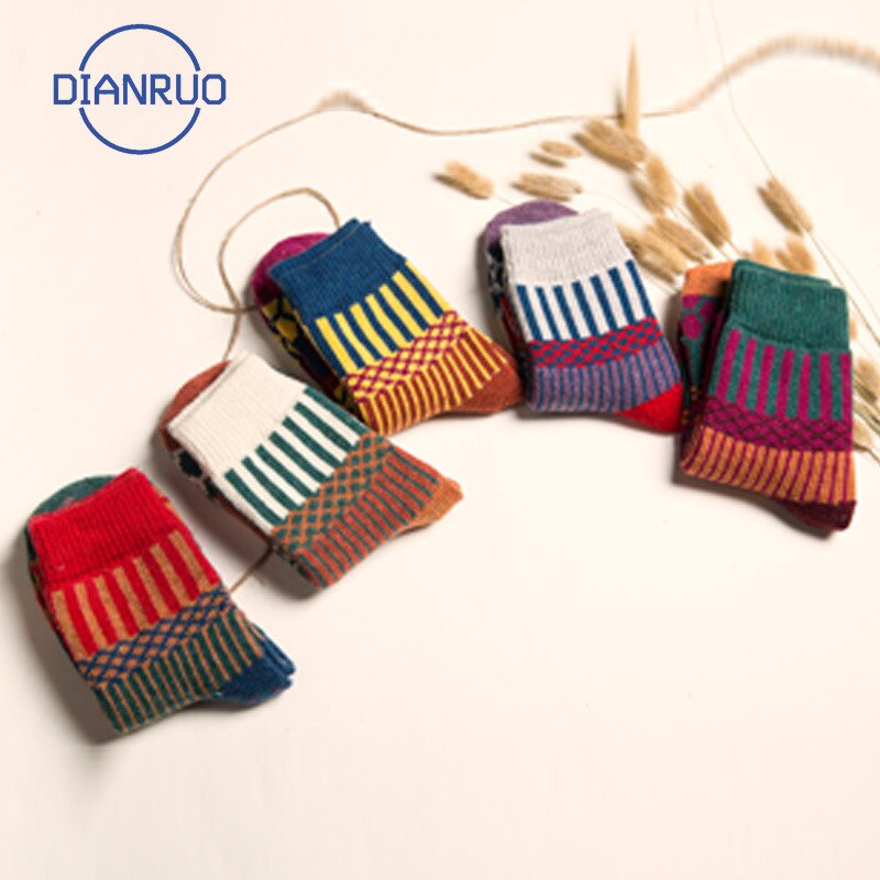 Dianruo winter thermische wollen sokken hoge buisverdikking warme zachte konijnenwol diverse kleuren dames  r220