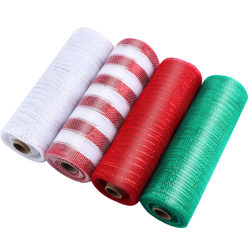 4 Roll Deco Poly Mesh Lint Roll Voor Kransen Maken, 10.2 Inches X 30 Voeten Elke Rol Pp Mesh Voor Party Kerst: Default Title