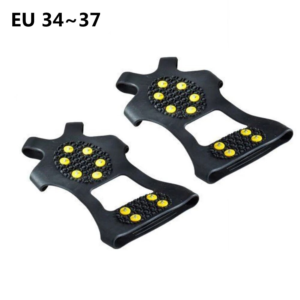 10 Studs Anti-Skid Snow Ice Climbing Shoe Spikes Ice Grips Cleats Crampons Winter Camping Climbing Anti Slip Shoes Cover: M-EU34-37