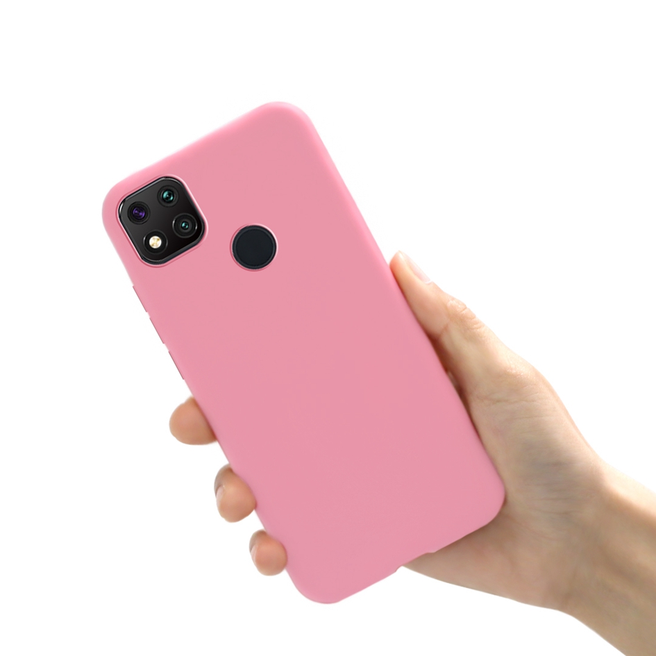 Para Xiaomi Redmi 9C NFC 10A 10C silicona caramelo TPU funda de teléfono Simple para Redmi 10C 9A 10A 9C nfc Fundas: PU / Rojo rosado