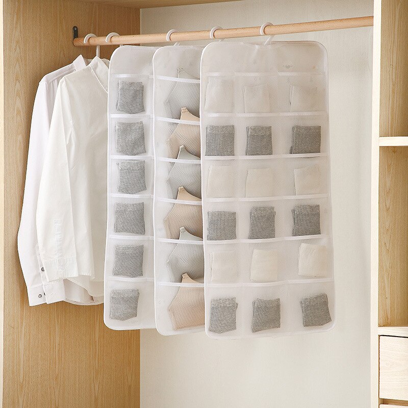 Underwear Hanging Storage Organizer Underwear Collection Grid Bedroom Wall Hanging Wardrobe Storage Bag Socks Closet Organizers