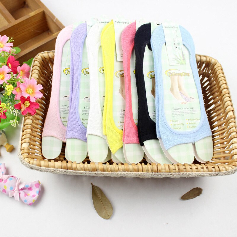 Summer Thin Boat Socks Women Open Toe Invisible Breathable Comfortable High Heels Low Cut Sweet Casual Solid Color Girls Sock