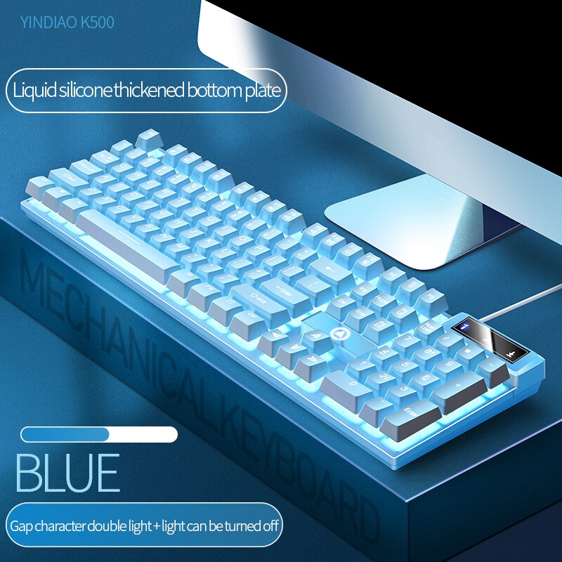 104 Keys Wired Mechanical Keyboard USB RGB Backlit Keyboard Gaming Mechanical Keyboard Desktop Computer Accessories: Blue