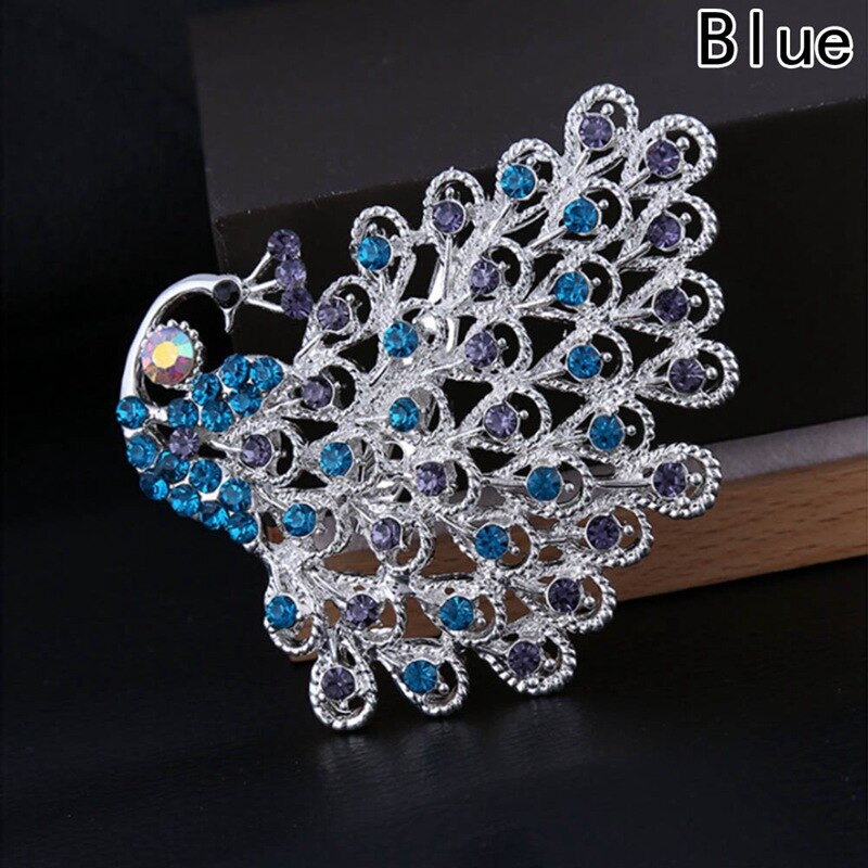 Personality Female Peacock Brooch Beautiful Animal Bird Crystal Brooches Pins Best Jewelry: BL