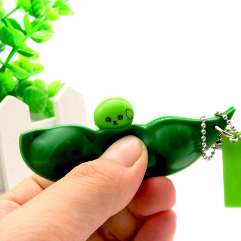 Mini Kids Funinfinite Squeeze Edamame Bean Pea Uitdrukking Keten Sleutel Hanger Ornament Stress Verlichten Decompressie Speelgoed Antistres