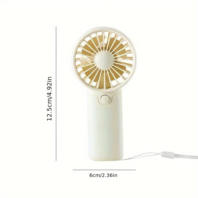 ventilador pequeño con carga USB, turbina eólica portátil para estudiantes, Mini ventilador de mano de alto volumen de aire para exteriores, Enfriador de aire: Blanco
