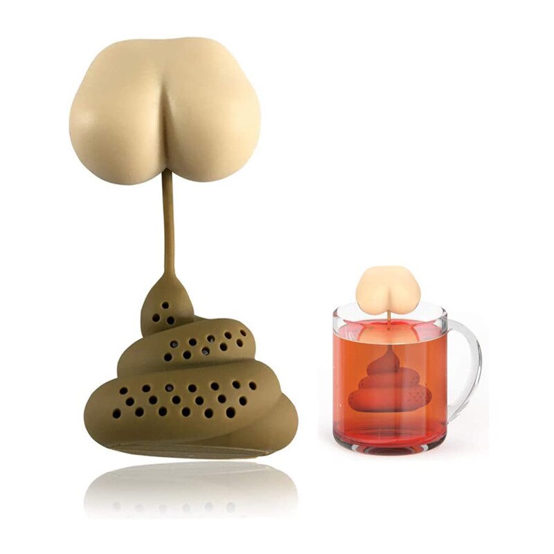 Infuseur à thé en Silicone réutilisable, , pour chat, chien, dinosaure, éléphant, écureuil, filtre à herbe et à feuilles: Poop