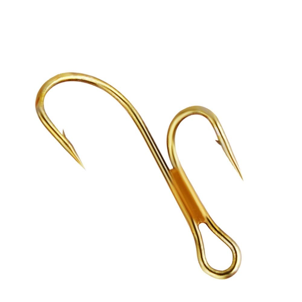 Hameçons de pêche doubles dorés barbelés, appâts de fréquence pour brochet Ryder, stade de prédateurs, hameçon double pour perche à truite, sandre annelé, 20 pièces