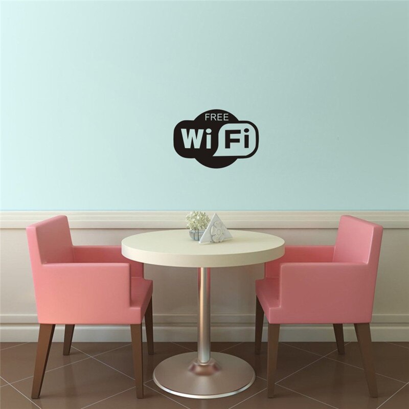 1 sztuk czarny bezpłatne WiFi naklejka winylowa znak okno kawiarnia restauracja/bar sklep internetowy szklane drzwi okna naklejki ścienne naklejki samochodowe